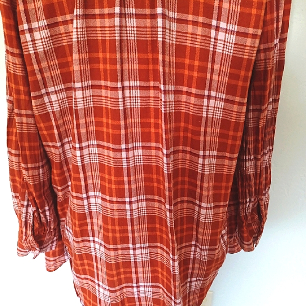 Daily Thread Rust Plaid Button-Up Shirt/Shacket - Picture 10 of 11